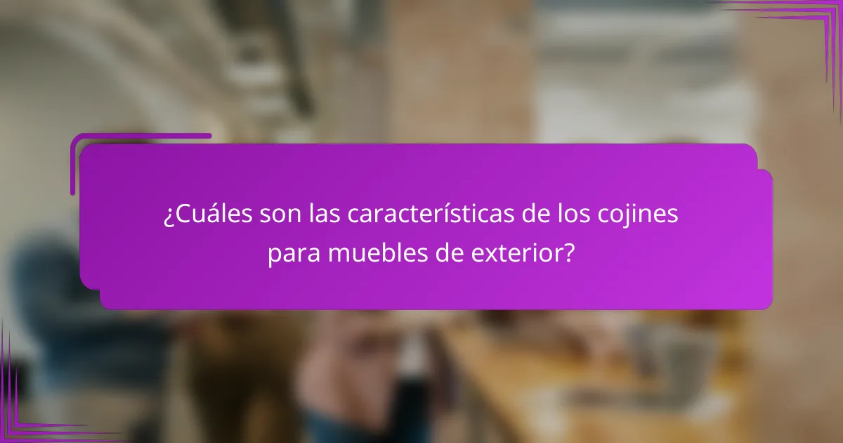 ¿Cuáles son las características de los cojines para muebles de exterior?