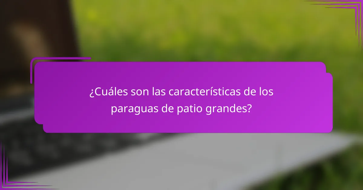 ¿Cuáles son las características de los paraguas de patio grandes?