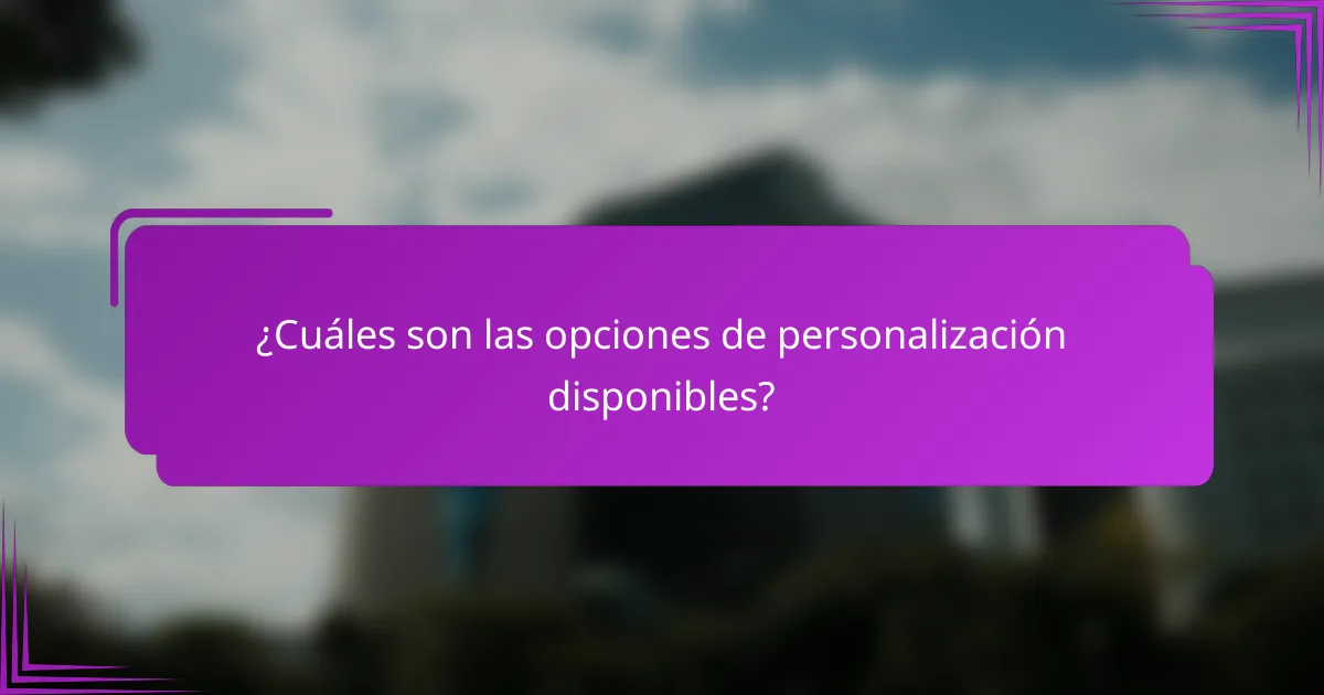 ¿Cuáles son las opciones de personalización disponibles?